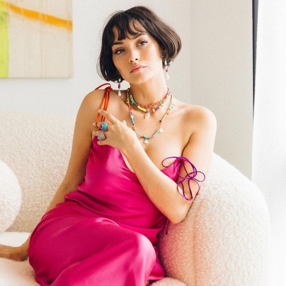 Dannijo Pink Midi Slip with Multi Colored Straps - Picture 3 of 9